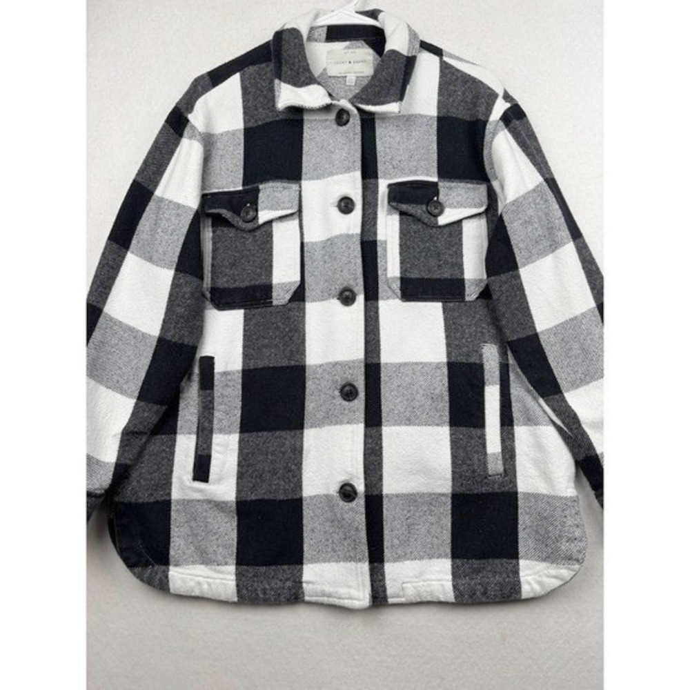 Lucky Brand‎ Shacket Womens S Black White Buffalo Plaid Flannel Jacket